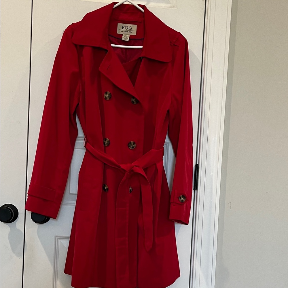 London Fog Women's Vibrant Red Trench Coat